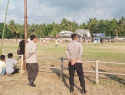 Polsek Kayangan Amankan Open Turnamen Merenten Cup Piala Kepala Desa Sesait