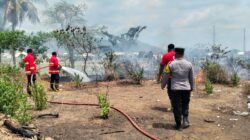Cepat Tanggap KARHUTLA, Bhabinkamtibmas Polsek Seteluk Bersama Damkar Berhasil Padamkan Kebakaran Lahan di Dusun Pamongo